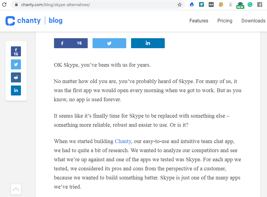 Chanty Skype alternatives page