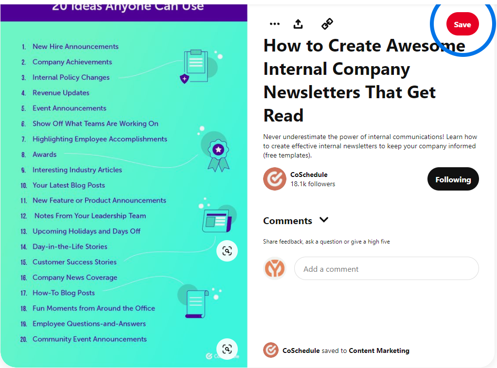 Coschedule Content Marketing Pin 2