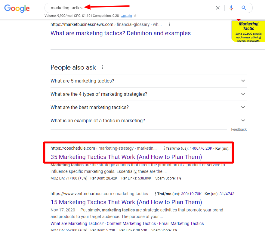 Coschedule marketing-tactics-Google-Search