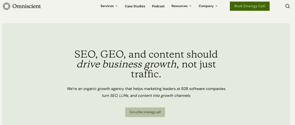 Omniscient Digital Landing page