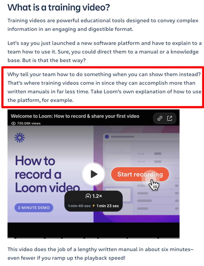 What is a training video