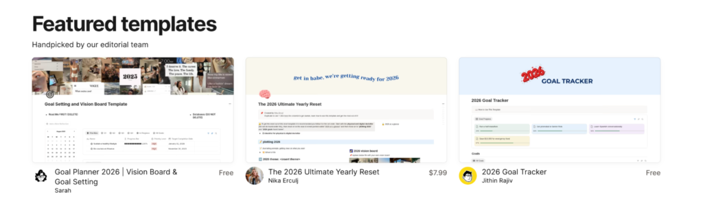 Notion's template gallery