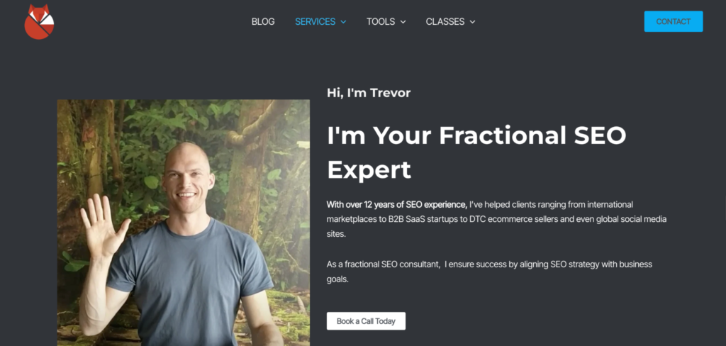 Trevor Fox Homepage Screenshoot